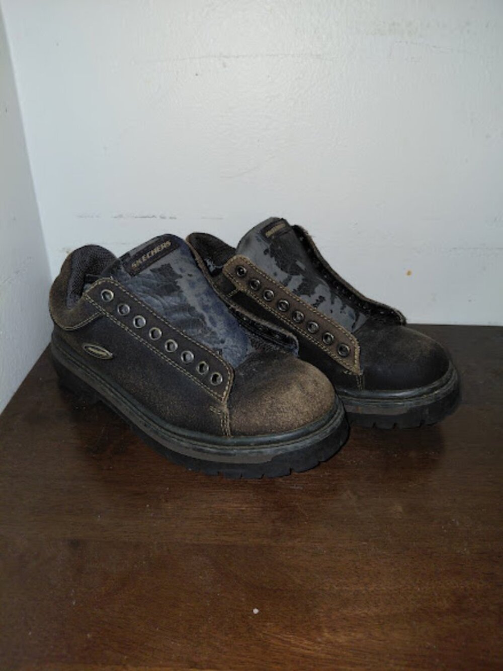 Vintage 90s Y2K Brown Leather Skechers Tredds Jammers Chunky Lug Platform Shoes